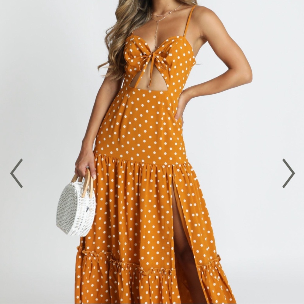 Showpo Yellow Polka Dot Maxi Dress